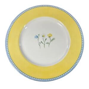 Royal Stafford Porcelain Dinner Plates 11in Yellow Spring Floral Set of 4 NEW